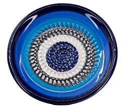 Kaladia Keramik Reibeteller/Keramikhobel - ideal für Ingwer, Parmesan etc. - in Blau, Grau & Weiß - Durchmesser: 12 cm - handgemacht & handbemalt - Made in Spain