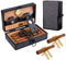 Tragbares Reise-Zigarren-Humidor-Set, innen magnetisches Hygrometer & Zedernholz, 2 goldene Zigarrenhalter, Luftbefeuchter, Zigarren-V-Schneider & Zigarrenstanzer, kostbares Zigarrenetui für