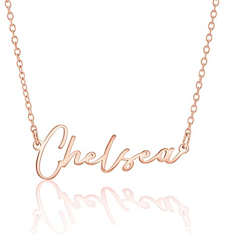 Sterling Silver Personalized Name Necklace - Custom Crafted Pendant - Elegant Gift For Her (18K Rose Gold)