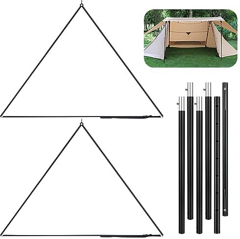 KOMCLUB Teleskopische Dreieck-Zeltstangen, Verstellbare Zeltstange Aluminiumlegierung Tarpstangen Camping Zeltstangen Leichte Zeltstangen Volle Höhe155 cm 2 Sätze mit Aufbewahrungstasche