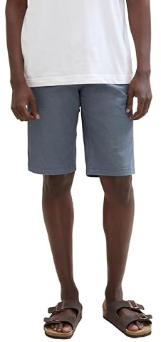TOM TAILOR Herren Slim Chino Bermuda Shorts mit Stretch, blue structure print, 31