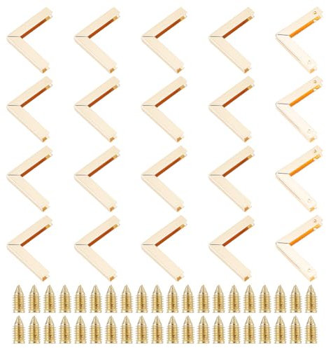 GOMAKERER 20 Sets Metall-Geldbörsen-Eckenschutz, L-Förmige Metallecke Für Handtaschenkantenschutz Einschraubbarer Tascheneckenclip Kantenschnallen-Hardware Für Geldbörsenherstellung (Hellgold)