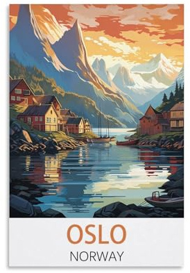 KmoNo Oslo Norwegen Vintage-Reise-Poster, 20 x 30 cm, Poster, Dekoration, Gemälde, Leinwand, Wandkunst, Wohnzimmer, Schlafzimmer