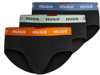 HUGO Mens HIPBRIEF TRIPLETPACK Three-Pack of Logo-Waistband Briefs in Stretch Cotton