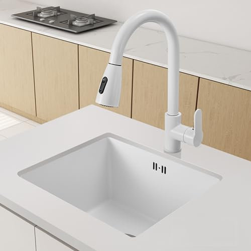 Fregadero de barra bajo encimera blanco, fregadero de cocina, fregadero de barra hecho a mano, barra de acero inoxidable 304 o fregadero de preparación(16,5 x 13,8 pulgadas)