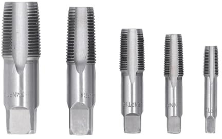 Gewinde-Sanitär-NPT-Gewindebohrer-Set, 5-teiliges NPT-Rohr-Gewindebohrer-Set, Kohlenstoffstahl, NPT-Gewindebohrer-Set, 3/4 Zoll, 1/2 Zoll, 3/8 Zoll, 1/4 Zoll, 1/8 Zoll