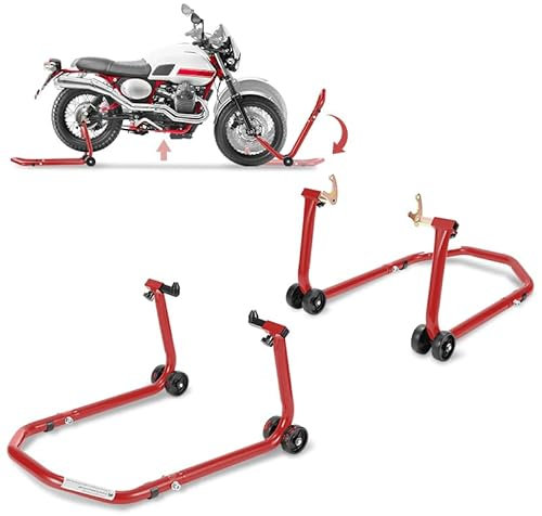 Herrselsam Motorradheber Montageständer Motorrad Motorradständer Motorrad Heber Breitenverstellbar Wartungs-/Montagearbeiten für Motorräder bis 300 kg (1Paer Rot)