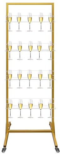 Royxen Champagne Wall Holder 5 Tier, Wine Glass Stemware Rack, Metal Champagne Flutes Display Stand, Small
