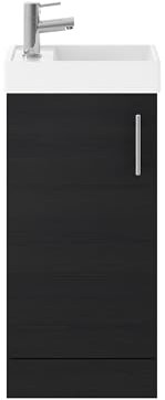 Balterley Vanity Unit with Basin Floor Standing, Soft Close Single Door with Rectangular Sink, Bathroom Vanity Units with Basin, Bathroom Sink Storage Cabinet - 405 x 222 x 861mm (Woodgrain Black)