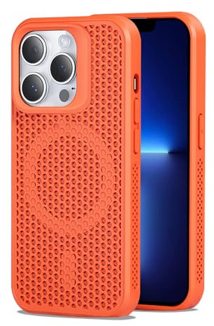 Dqtaoply for iPhone 13 Pro Max Case, Slim Shockproof Protection with Magnetic case Breathable Heat dissipation Phone Cover for iPhone 13 Pro Max - Orange