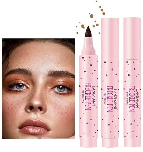 Beliky Girl Sommersprossenstift, Natürlicher Naturgetreuer Sommersprossen-Make-up-Stift Magic Freckle Color, Wasserdichter, Langlebiger Sopt-Stift Mit Weichem Punkt (Hellbraun+Dunkelbraun)