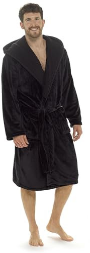 Undercover Mens Hooded Dressing Gown HT008A Black Medium