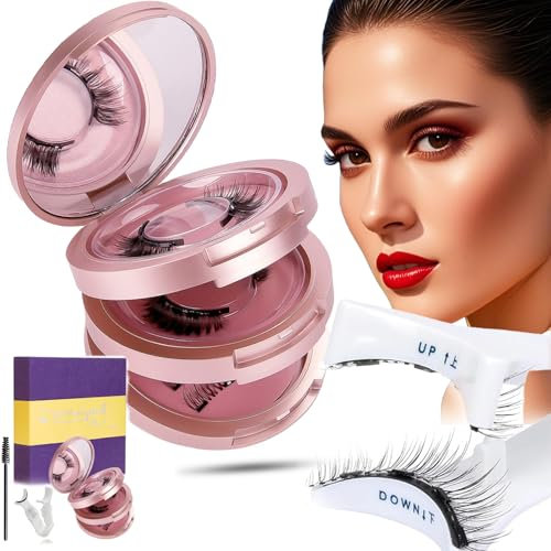 Faux Cils Magnetique Naturel Réutilisables Cils Magnetique 4 Aimants avec Applicateur 2 Paires et Demi Faux Cils Magnétique et De Cils Complets Magnetic Lashes Aucune Colle ni Eye-liner Requis Easy