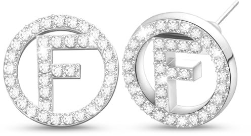 Damen Cc Ohrringe,Buchstabe F Silber Ohringe für Frauen,Ohrstecker Sterling Silber 925,Zirkon Earringe for Women,Dupes,Ideal Geschenk für Frauen,Mode Schmuck