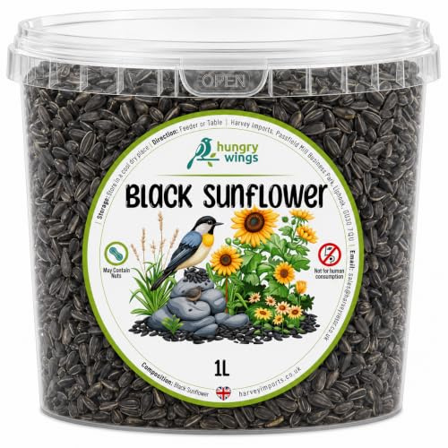 Premium Wild Bird Food 1L Tub (1L Tub, Black Sunflower)