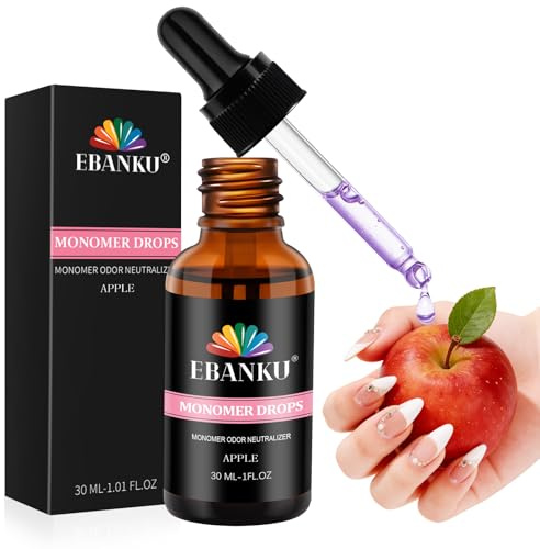 EBANKU 30ml Monomer Odor Neutralizer Apple Scent Monomer Drops, Odor Out Drops for Acrylic Nail Liquid Monomer, Smell Eliminator for Nail Tech Acrylic Salon Nails