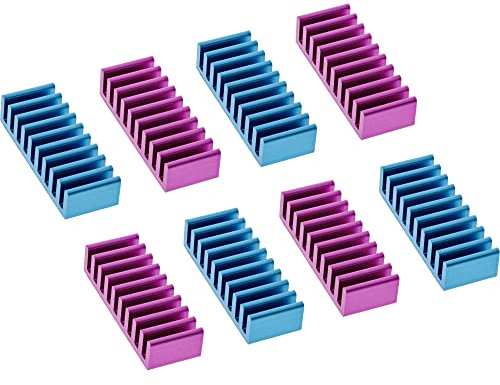 InLine 33955G RAM heat sink Cooling Fins Self-Adhesive Pack of 8, Blue, Purple