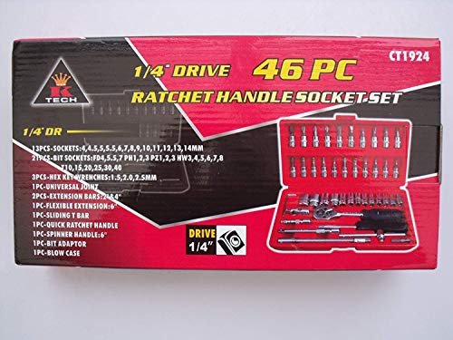 46 Piece 1/4 Drive Socket and Driver BIT Set