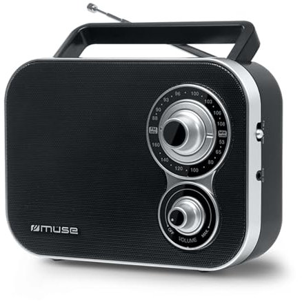 Muse M-051R tragbares Retro-Radio, UKW und MW, Netz - und Batteriebetrieb, Teleskopantenne, AUX-In - schwarz