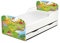 Leomark Einzelbett aus Holz - Dinosaurier - Kinderbett mit Schubladen für Bettwäsche, Holzbett mit Matratze + Lattenrost, Komplett Set, Liegefläche 70/140 cm, UV-Druck