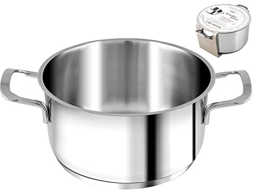 H&H Casseruola Inox Elodie F/Ind 2 Manici 28 Lt8 Pentole E Preparazione Cucina, Acciaio Inossidabile, Argento, 28 cm
