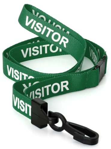 CKB Ltd® 20x Green VISITOR LANYARDS Breakaway Safety Band Halsband Plastik-Clip For ID Card Ausweiskartenhalter Schlüsselband mit Sicherheitsverschluss Schlauchband Holder Für Veranstaltungen Events Ausweise Messen Namensschilder