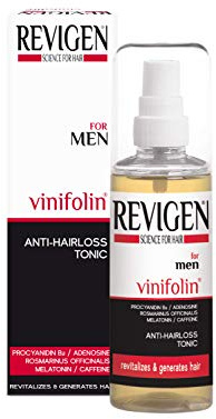 Revigen Vinifolin anti hair loss tonic, 100 mL is all natural, procyanidin B2 based anti-hair loss tonic applied topically to stimulate hair follicles and accelerate hair follicle activity
