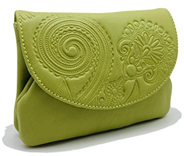Porte-monnaie pour femme, femme et fille en cuir, pistache, 12,5 x 9 cm. Très confortable et léger., Rétro