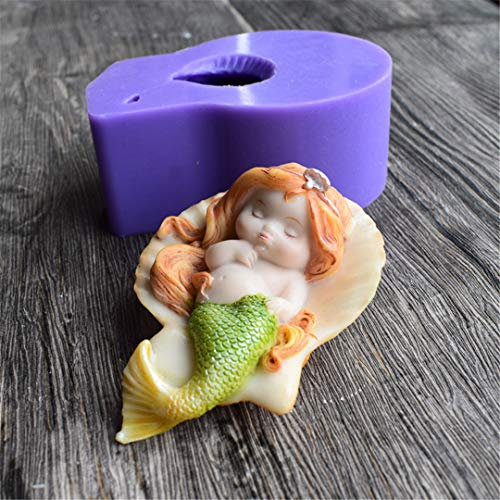 Meerjungfrau-Silikonform für Seife, Meerjungfrau, Runloo Kuchenformen, Kerzen, Schokolade, Fondant, Süßigkeiten, Silikonform (4#)