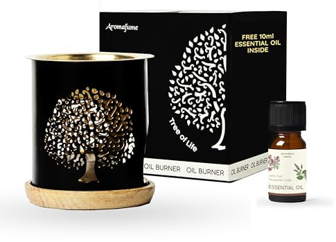 Aromafume Tree of Life Essential Oil Burner | Oil Diffuser with candle | Brass | Use for Essential Oil, Aroma Oil, Diffuser Oil, Yoga, Meditation, Home Fragrance | with Surprise 10ml Essential Oil