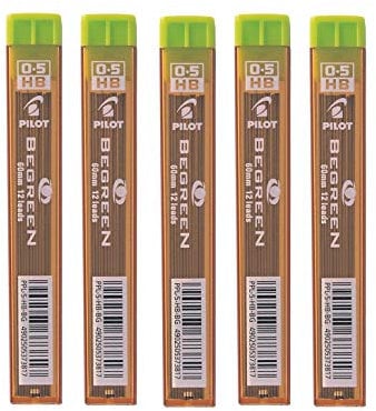 Pilot Begreen Lot de 5 tubes de recharge pour porte-mine 0,5 mm Qualité HB