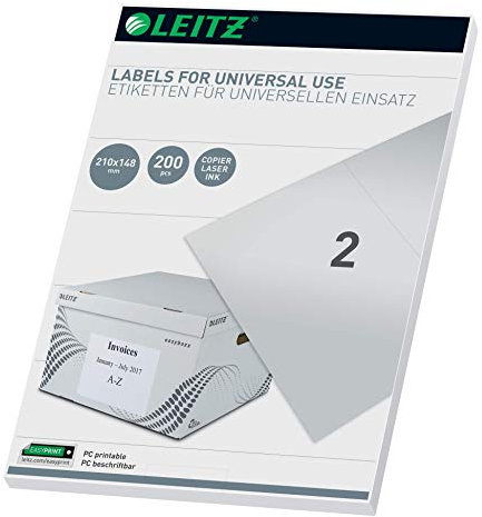 Leitz PC-beschriftbare Universal Etiketten 210 x 148 mm, Weiß, 61720001