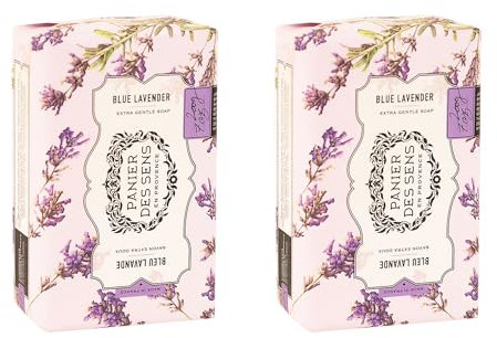 Panier des Sens - Lavendelblau Seifenstück 2x200g - Hand & Körperseife - Mit Karitéöl - feste Seife für Damen & Herren- Französisch Seife - 97% natürlich