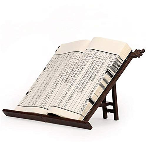 Book Stand Reading Rest Vintage Red Holztisch Bücherregal Buch-Standplatz Bücherregal Lesebücherregal Echtholz Desktop-Artifact Bracket Winkelverstellbare Funktion ( Farbe : Black , Size : 38x20.5CM )