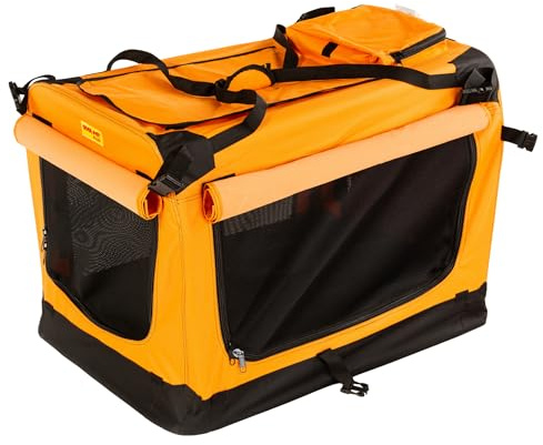 Hundekiste, Transportbox 91 * 64 * 64cm, Käfig, Box für Hund (orange)