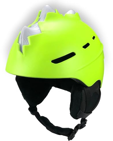 Crazy Safety Bone Spike Skihelm | Skihelm Kinder & Jugendliche für Snowboard | Snowboardhelm | Skihelm Damen Herren | Verstellbarer Multisporthelm | Größe L 58-61cm (Neon Gelb)