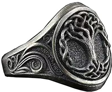HIJONES Ancien Arbre de la Vie Bague Antique Argent pour Homme Femme en Acier Inoxydable Religieux Bijoux Taille 60