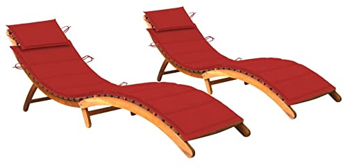 vidaXL Sonnenliegen 2 STK. mit Auflagen Massivholz Akazie