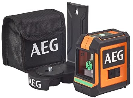 AEG - Niveau laser croix, portée 20 m, laser vert, 2 lignes, avec 1 adaptateur, 2 piles AA, 1 pochette de rangement, bande velcro, en carton - CLG220-B