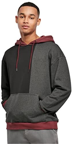 Urban Classics Herren Oversized Color Block Hoody Sweatshirt, Black/Charcoal, M