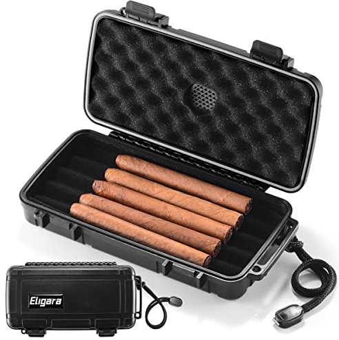 Boîte à Cigares de Voyage Humidor avec Disque Humidificateur - Étanche, Hermétique, Durable et Anti-Écrasement - Peut Contenir jusqu'à 5 Cigares, Cadeau Portable pour Hommes
