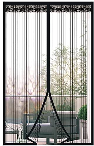 DIKER Fliegengitter Magnet Tür, 75x200cm Fliegenvorhang Magnet Balkontür Ohne Bohren, Insektenschutz Vorhang, Moskitonetz türe, fliegentüren für Wohnzimmer Terrassentür (Schwarz)