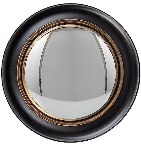 Clayre & Eef Spiegel Ø 14 cm Schwarz Goldfarbig Holz Glas Rund Wandspiegel