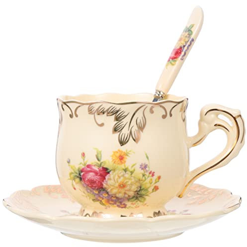 Teetasse Untertasse Set Porzellan Kaffeetasse Vintage Floral Keramik Teetasse Set Mit Untertasse Löffel Für Die Heimische Küchenparty ( )