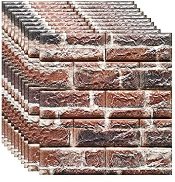 newgulzar 3d wandpaneele ,wandpaneele steinoptik wandpaneele selbstklebend Größe 35 * 38.5cm 10 Pieces rot