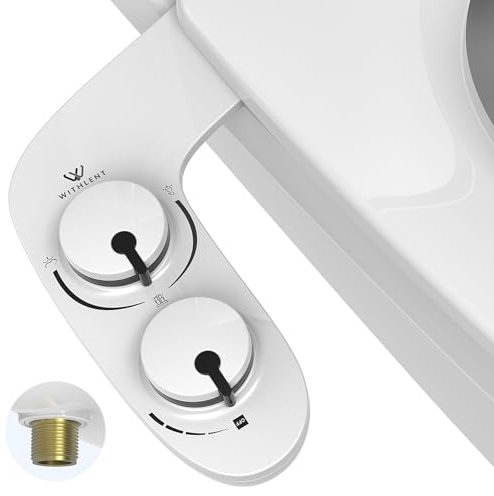 Toilet Seat - Bidet Attachment for Toilet UK,Self-Cleaning Non-Electric Cold Water Bidet Toilet Seat Attachment with Pressure Controls,Dual Nozzles for Frontal & Rear Wash (White)