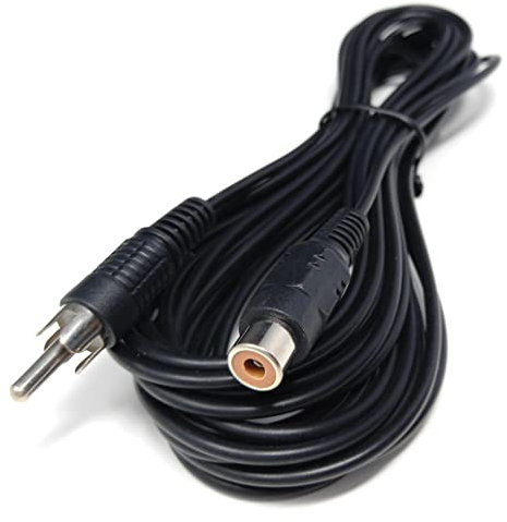 DRUT 5m RCA to RCA Socket Mono Single Phono Extension Cable HI-FI/TV Audio Video Lead Cord (16.5ft, Black)