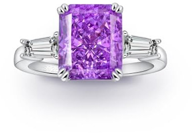 PHNIBIRD Verlobungsring Ring Damen Ringe Silber 925 mit Lila Zirkon Geeignet als Geschenk für Festivals, Geburtstagsgeschenk von Freunden, Familie und Lieben (Lila (54(17.3mm)))