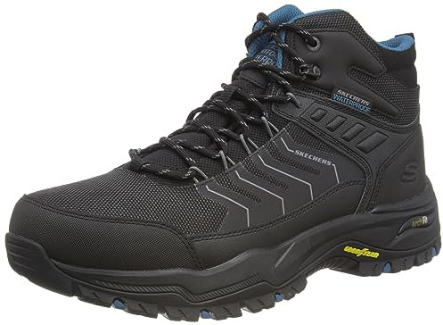 Skechers Arch Fit Dawson Raveno, Scarponi da escursionismo Uomo, Black Leather Mesh, 44 EU