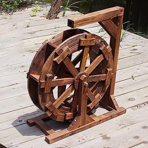 XTGDIEM Holz-Wasserrad-Brunnen, Garten-Wasserfall-Wasserpumpe, Holz-Design-Rad-Brunnen, Terrasse, Garten-Wasserspiel-Rad, Freistehende Gartendekoration (Size : 20cm(7.9inch))